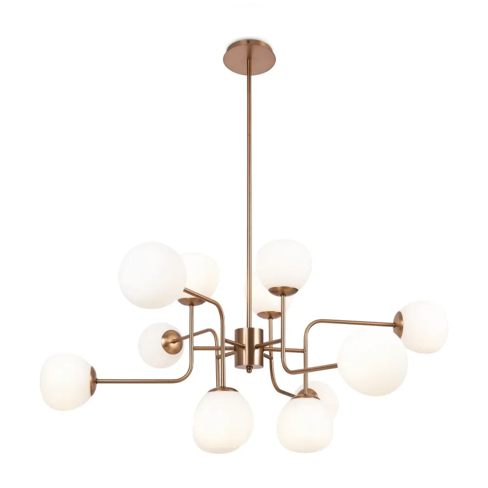 Candelabru din Metal Auriu si Sticla Alb H42.7xL50cm Erich