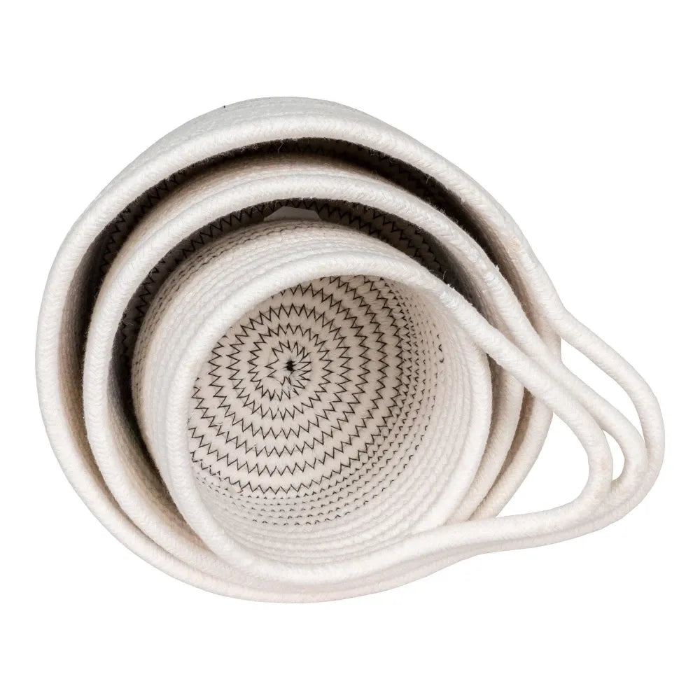 Set 3 cosuri depozitare din Bumbac Alb/Gri H11/13/14xD13/17/20cm Algar