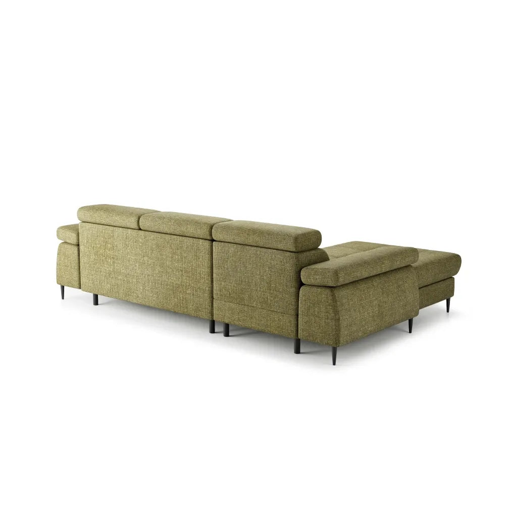 Coltar extensibil tapitat cu Chenille Verde cu lada depozitare Cordoba I