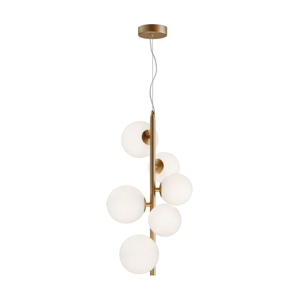 Lustra din Metal si Sticla Auriu/Alb mat cu 6 becuri G9 28W D29xH170cm Dallas