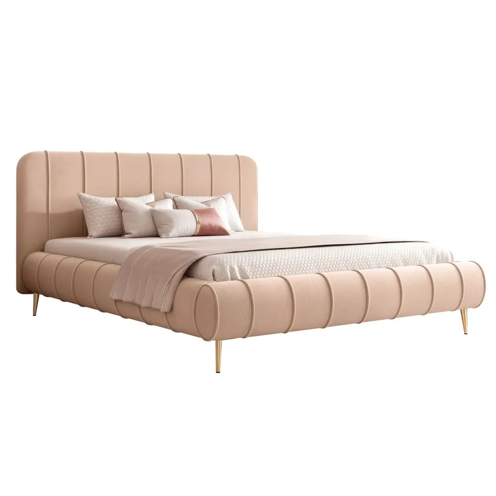 Pat 200 x 200 tapitat cu Catifea Dream velvet Bej Linea