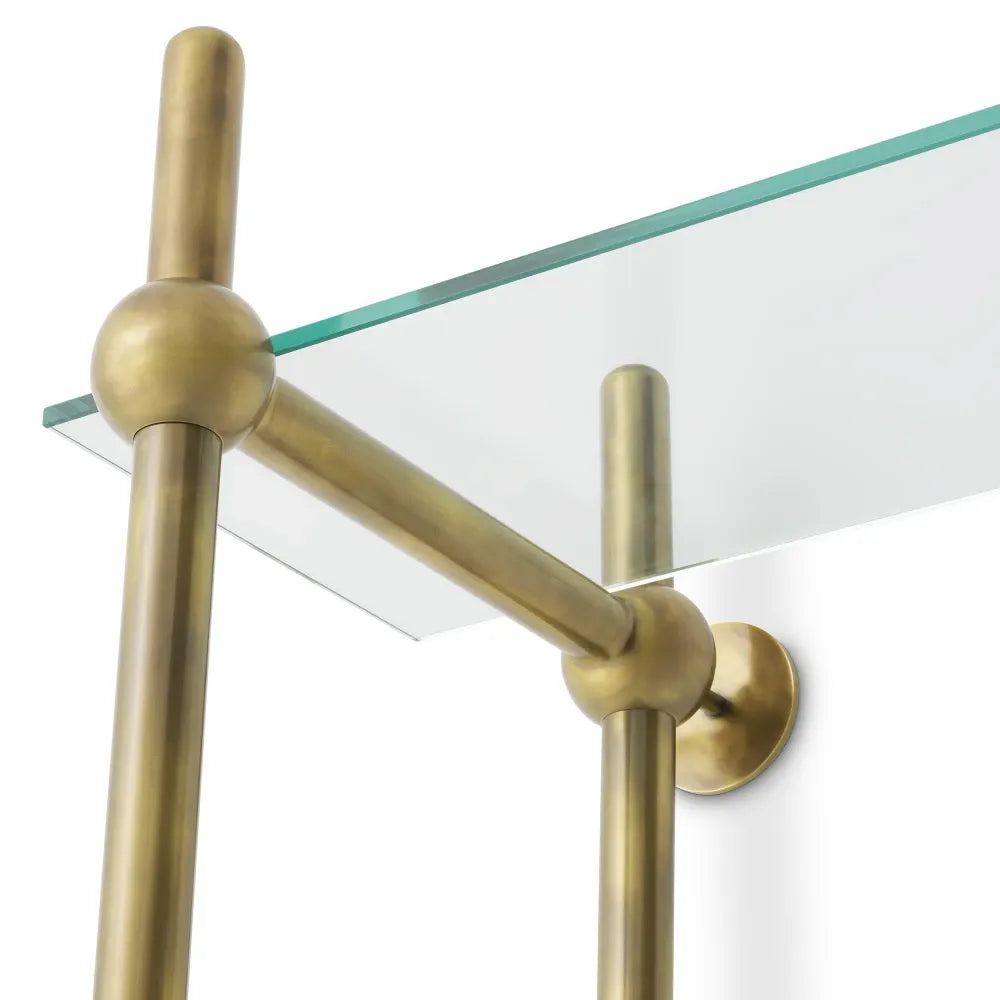 Etajera din Sticla Transparent si Metal Alama L49xH240cm Monforte Eichholtz