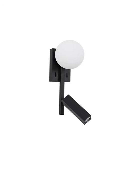 Aplica de perete structura din Metal Negru si abajur din Sticla Alb H26xL14cm IP20 8W 650lm 3200k JOLINE