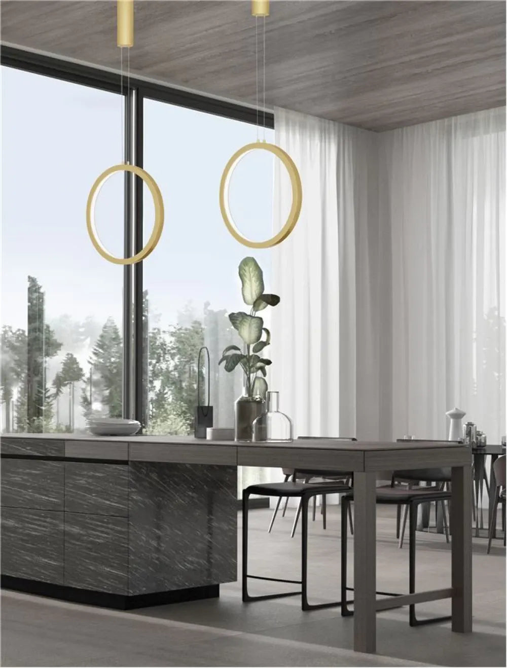 Pendul structura din Aluminiu Auriu si abajur din Acrilic Alb H150xL39.5cm IP20 26W 741lm 3000k CHANGE