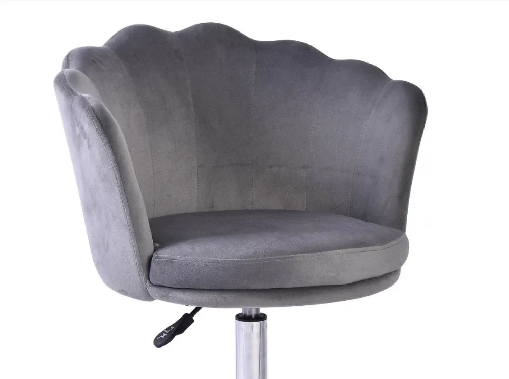 Scaun de birou cu inaltime reglabila tapitat cu Catifea Gri cu picioare din Metal Argintiu H74-84xL56xA41cm Rose