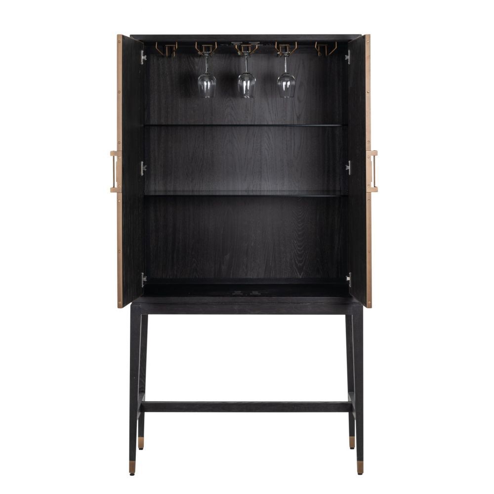 Bar din piele ecologica si Lemn masiv de stejar Bej/Negru Bloomingville L97xH182cm Richmond Interiors