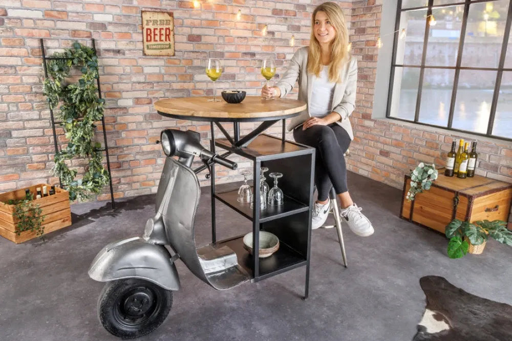 Masa bar din Lemn de mango Maro si Metal Multicolor L120xH116cm SCOOTER