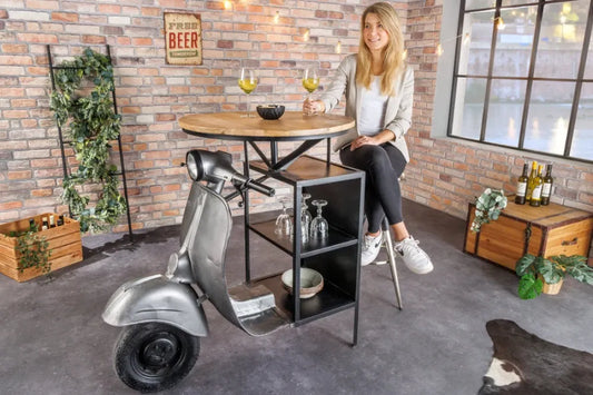 Masa bar din Lemn de mango Maro si Metal Multicolor L120xH116cm SCOOTER