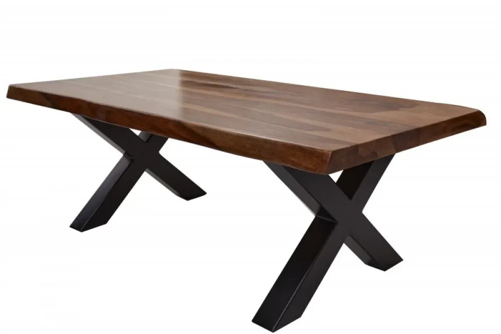 Masuta de cafea Dreptunghiulara din Lemn masiv de sheesham Maro si Metal Negru L110xH40cm Amazonas