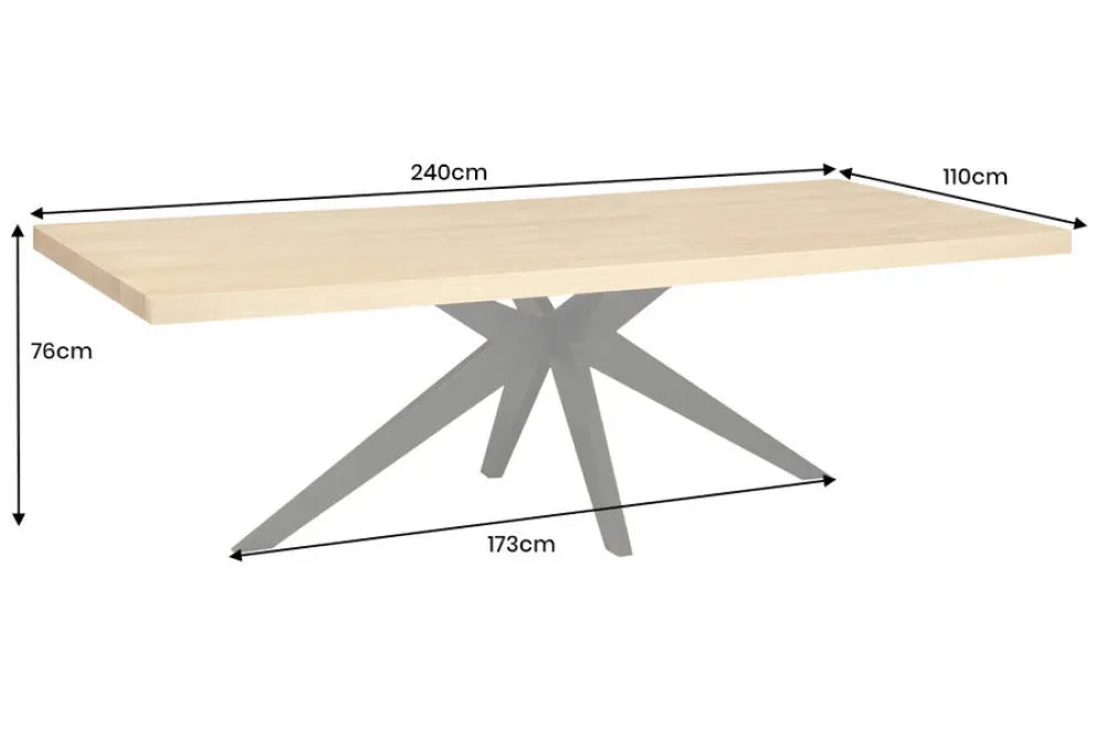 Masa din MDF/Funir de stejar Maro si Metal Negru L240xH76cm ZEUS
