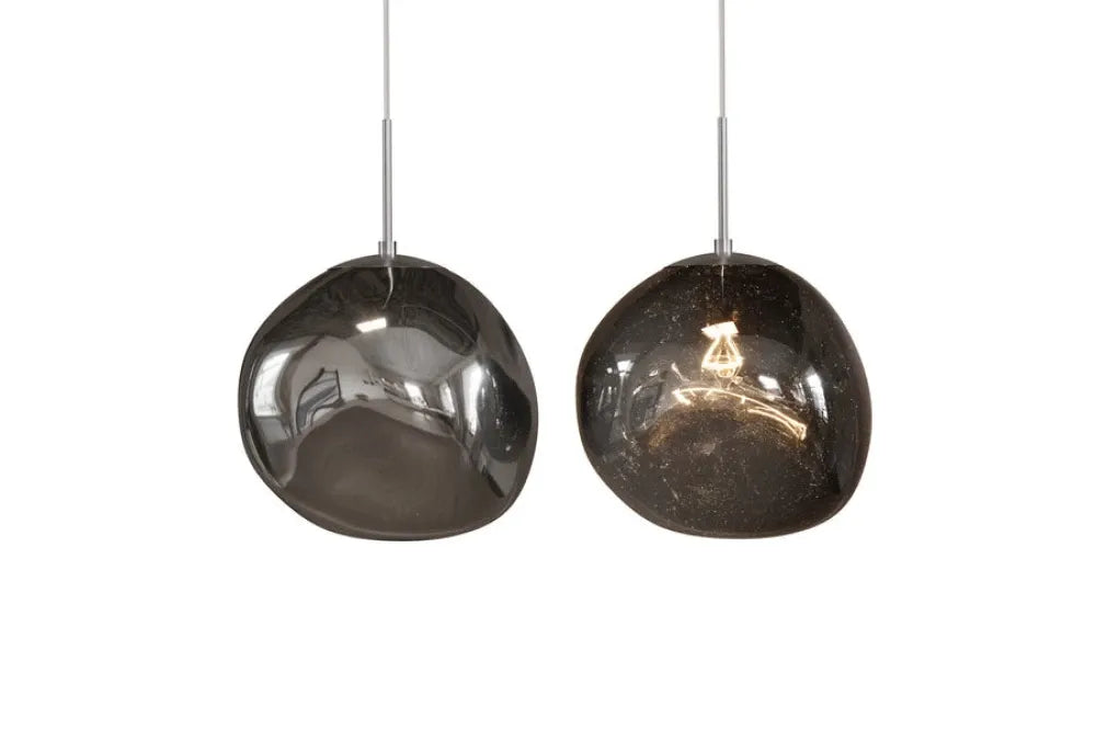 Pendul din Metal Negru si Sticla Fumuriu D35xH170cm LIQUID DIAMOND