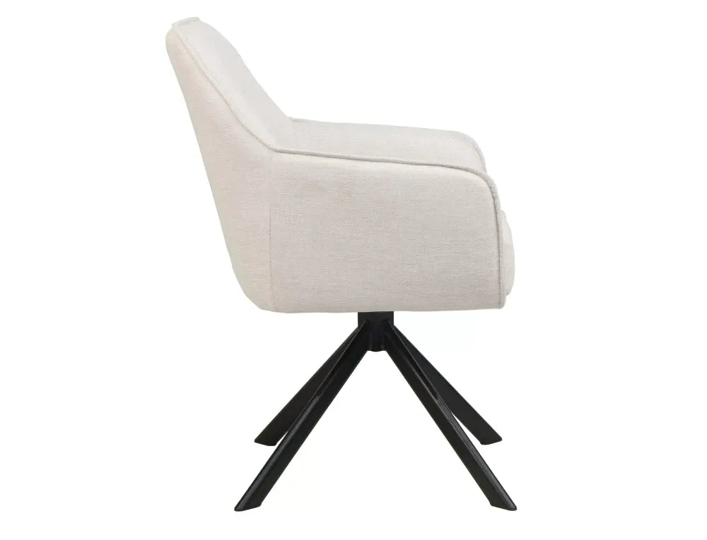 Scaun din Stofa Bej deschis si Metal Negru Hx83Lx55xA62cm Notti