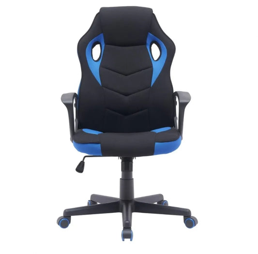 Scaun de gaming cu inaltime reglabila tapitat cu Stofa Negru/Albastru cu picioare din Plastic Negru/Albastru H106-114xL63xA48cm Dakar