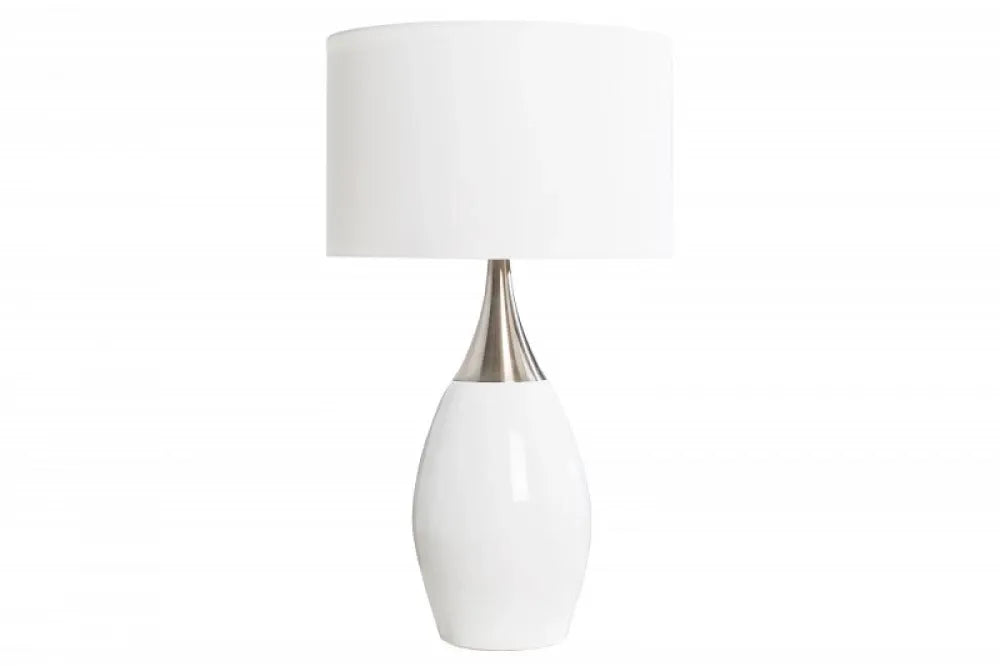 Veioza din Metal Alb si Textil Alb H60xD32cm Carla