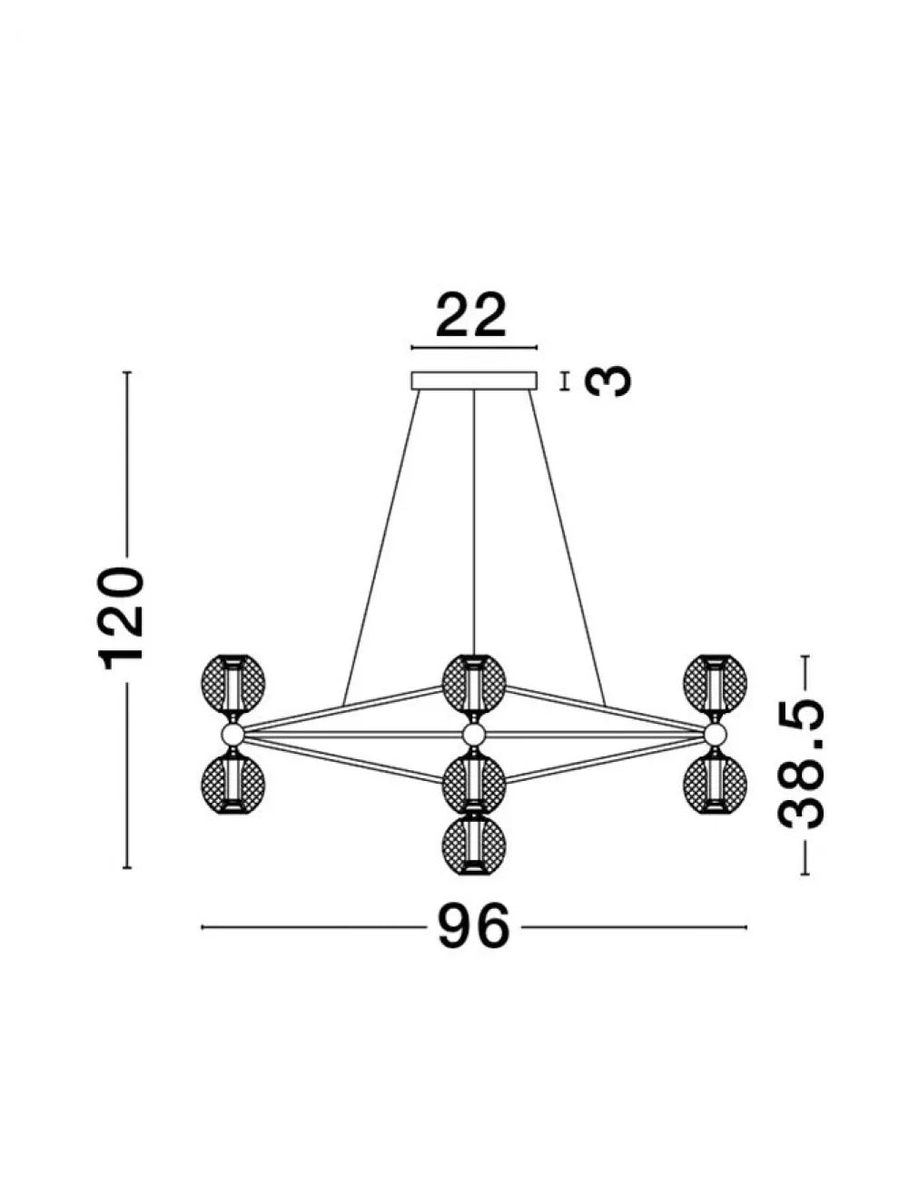 Candelabru structura din Aluminiu Negru si abajur din Acrilic Transparent H120xL96cm IP20 42W 2238lm 3000k BELINDA
