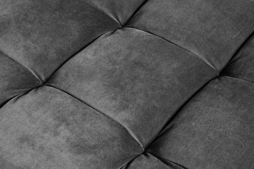 Puf din Lemn/Metal Negru/Auriu si Catifea Gri H45xL80cm Cozy