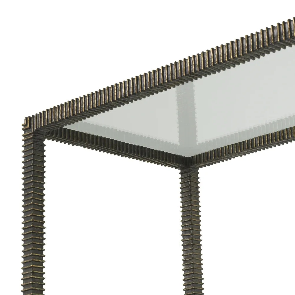 Etajera din Sticla Fumuriu/Transparent si Metal Bronz L150xH230.5cm Bethesda Eichholtz