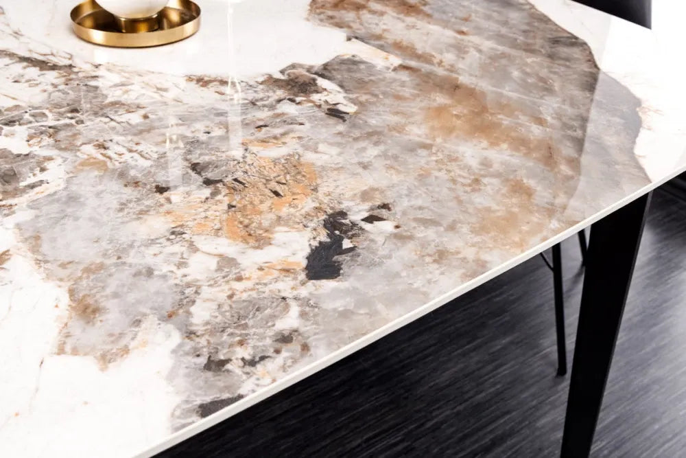 Masa din Ceramica Multicolor si Metal Negru L180xH90cm Milano