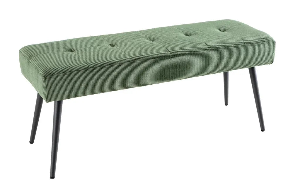 Bancheta din Metal Negru si Catifea raiata Verde H42xL100cm Boutique