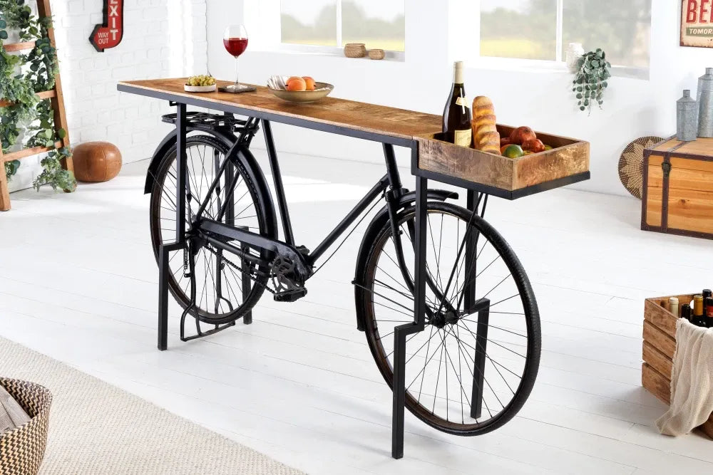 Consola din Lemn de mango Maro si Metal Negru L194xH94cm BICYCLE