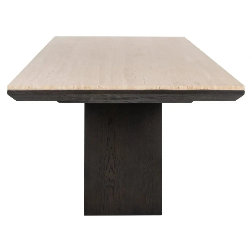 Masa din Lemn de stejar Maro si Travertin Bej L230xH76cm Claremont Richmond interiors