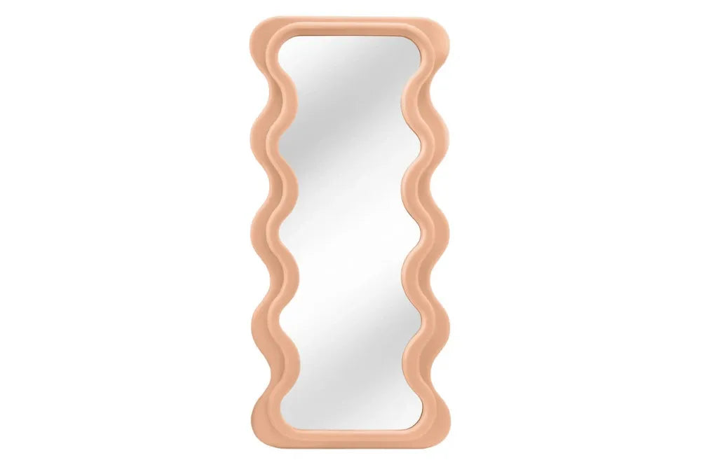 Oglinda cu rama din Poliuretan Roz piersica H160xL70cm Curvy