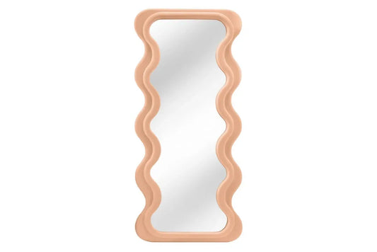 Oglinda cu rama din Poliuretan Roz piersica H160xL70cm Curvy