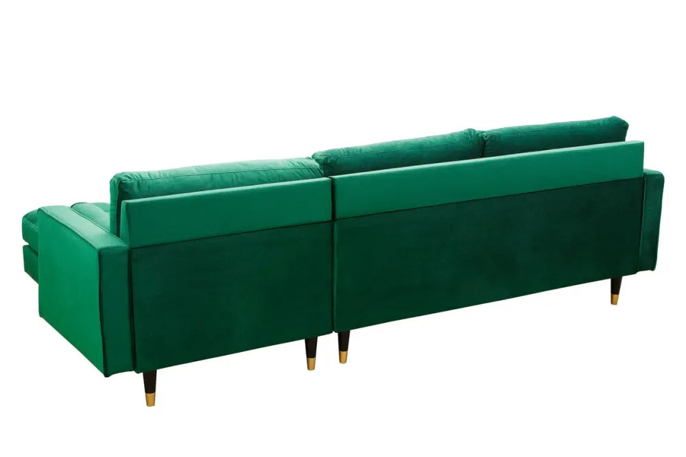 Coltar cu orientare reversibila tapitat cu Catifea Verde L260cm Cozy