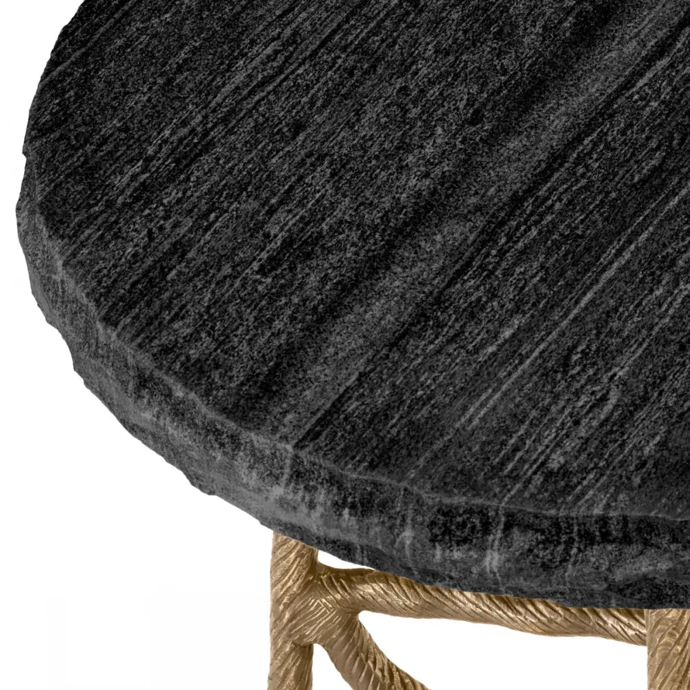 Masuta laterala Rotunda din Alama antichizata si Marmura Gri D45.5xH58cm Dreyfus Eichholtz