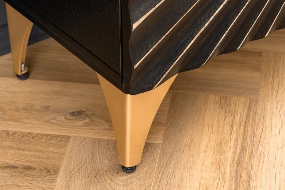 Comoda din Lemn de mango Negru/Auriu si Metal Negru L177xH75cm SOLARIS