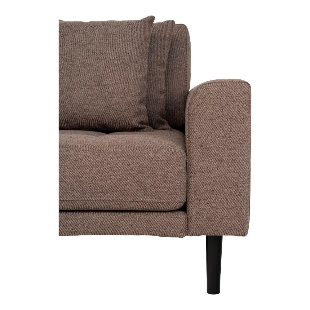 Coltar orientare stanga cu picioare din Lemn de fag negru tapitat cu Stofa Maro L290xH76cm Lido