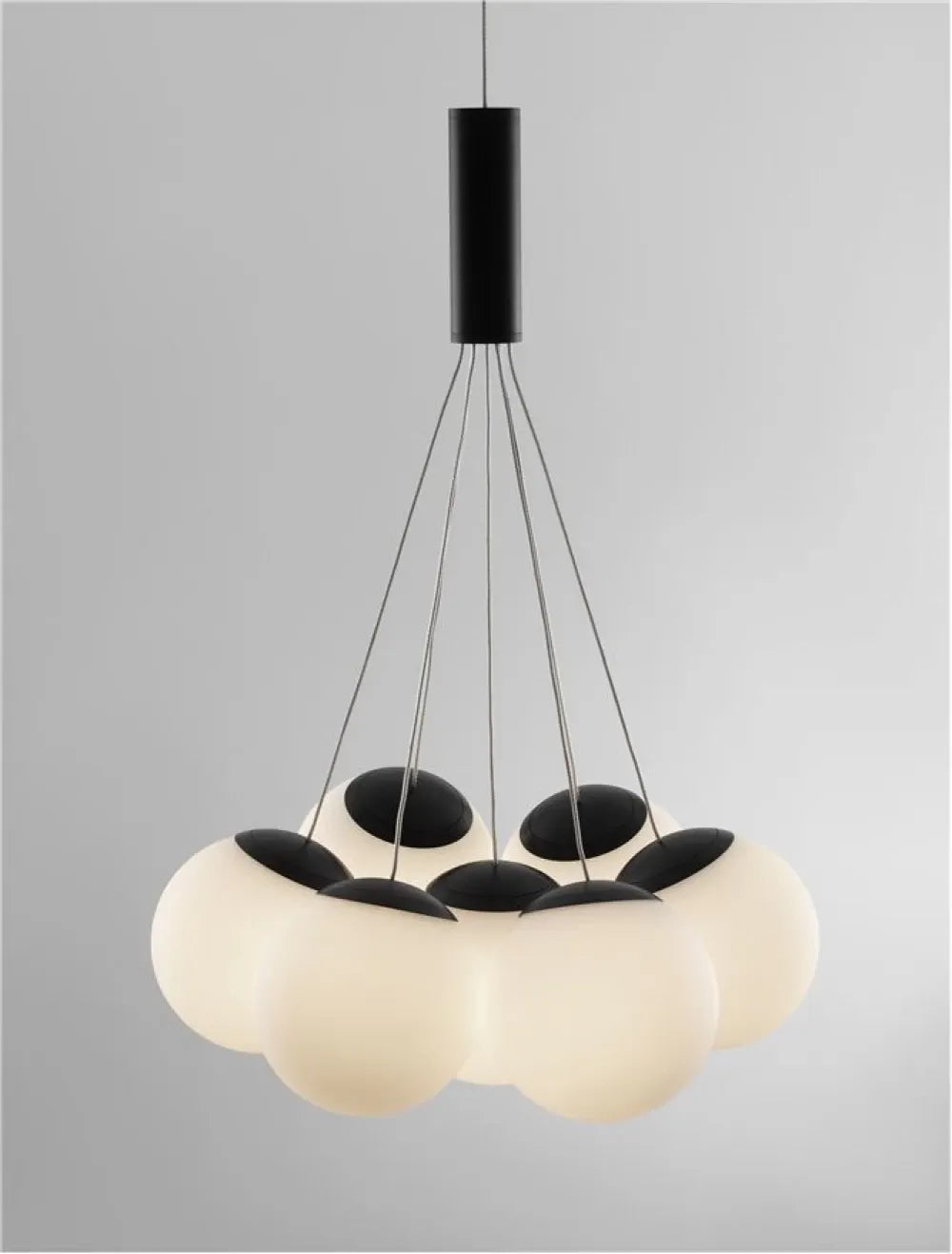 Lustra structura din Aluminiu Negru si abajur din Sticla Alb H150xL36cm IP20 49W 2240lm 3000k NUVOLE