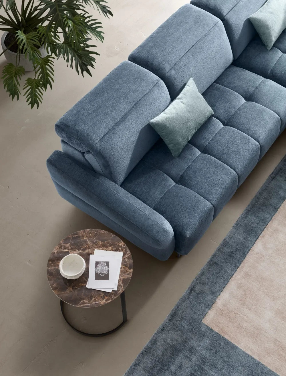 Coltar fix in forma de L modular cu tetiera reglabila L282cm Gillan