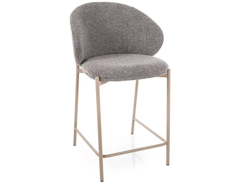 Scaun de insula din Stofa Gri si Metal Bej H90xL54xA56cm Kioto