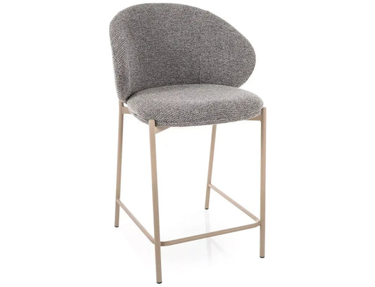 Scaun de insula din Stofa Gri si Metal Bej H90xL54xA56cm Kioto