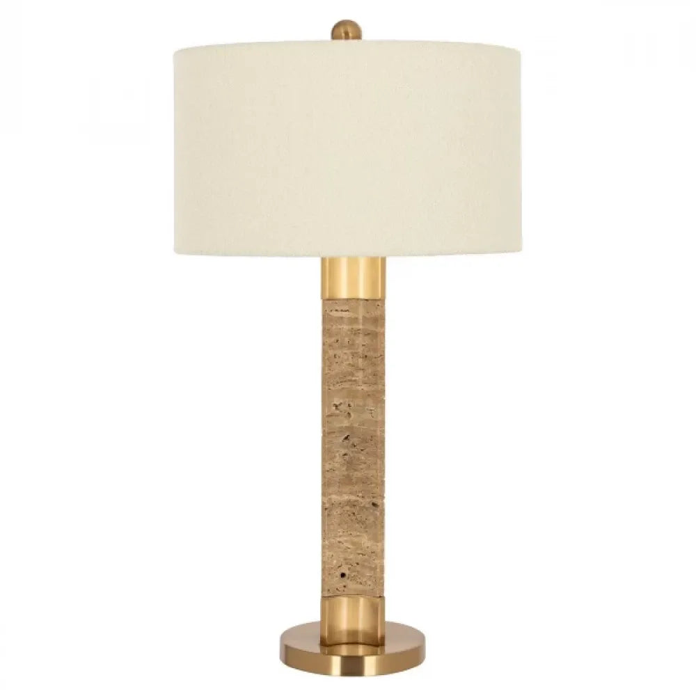 Veioza din Metal/Marmura Auriu/Maro si Textil Alb H79xD42.5cm Aaliyah Richmond Interiors