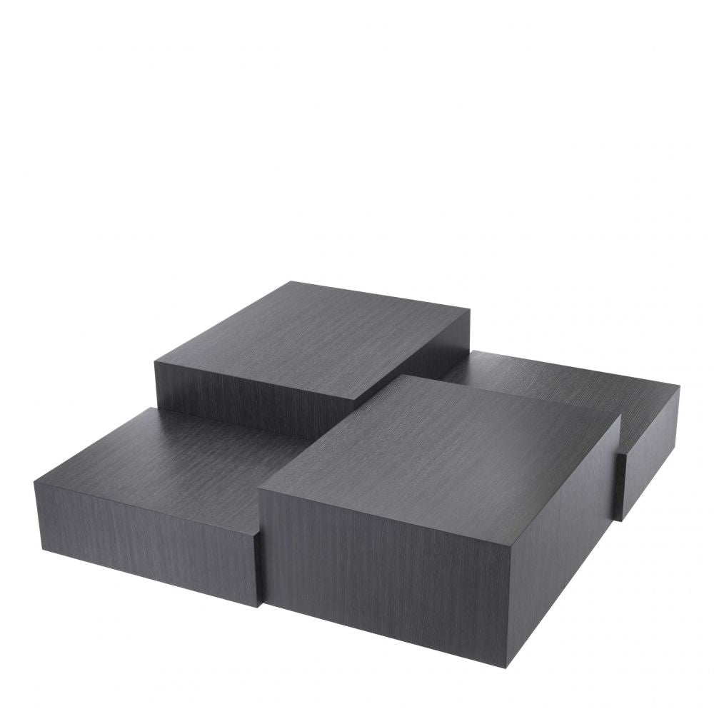 Masuta de cafea Patrata din Otel inoxidabil si Furnir de stejar Auriu/Negru L114xH40cm Nerone