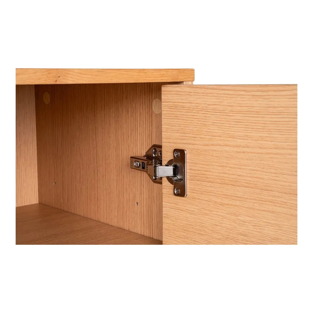 Comoda 3 setare 2 usi din Furnir de stejar/MDF Maro si Metal Negru L150xH74cm Kyoto