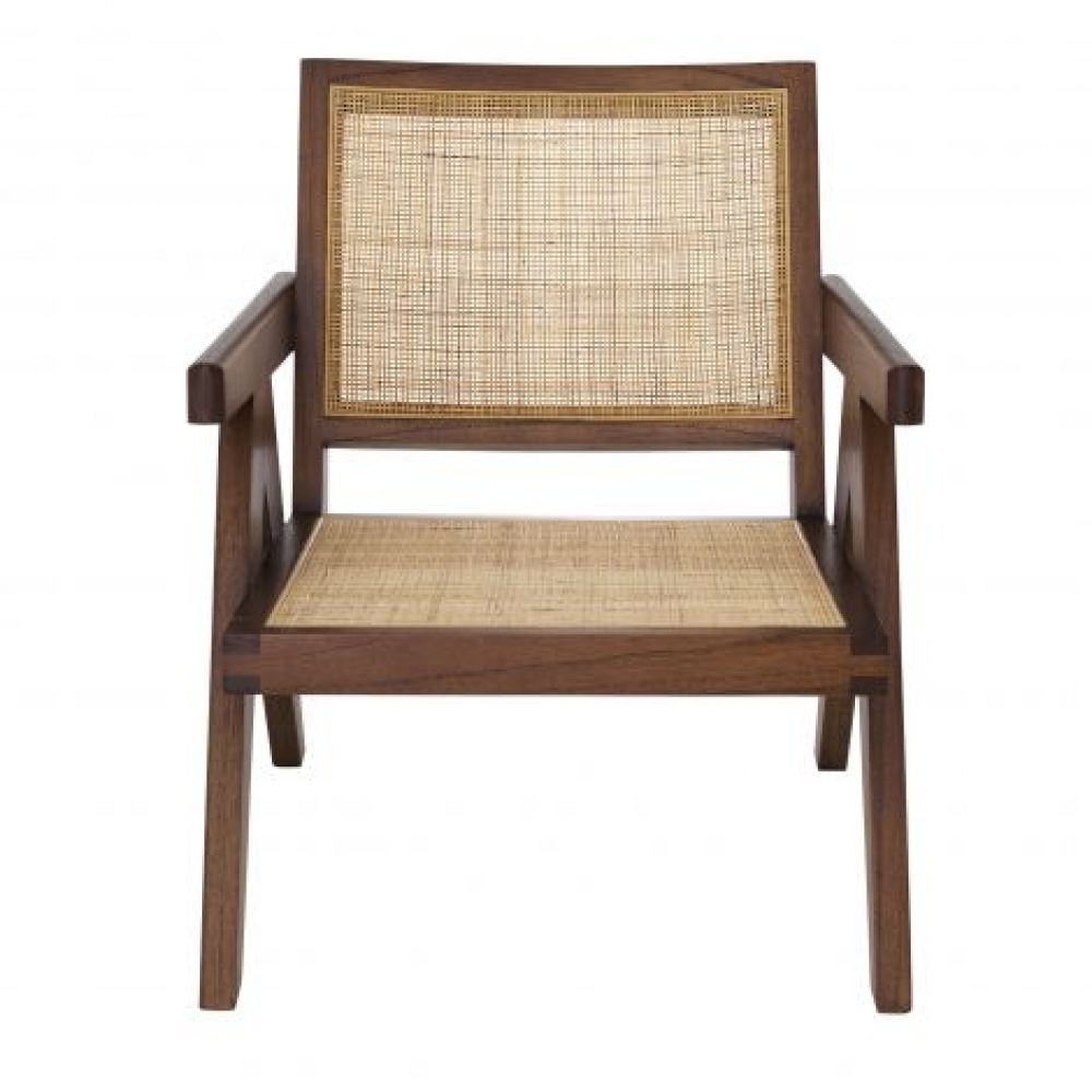 Fotoliu din Ratan Bej cu baza din Lemn Maro H70xL58xA82cm Aristide