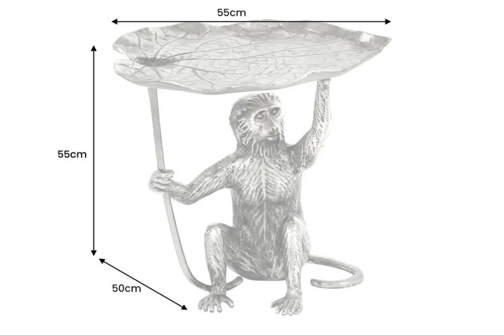 Masuta laterala din Metal Argintiu L55xH55cm Wildlife monkey