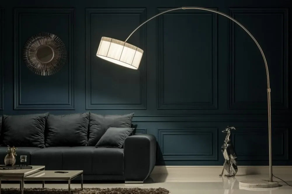 Lampa de podea din Marmura/Metal Alb si Textil Alb H225xL230cm Extenso