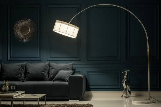 Lampa de podea din Marmura/Metal Alb si Textil Alb H225xL230cm Extenso