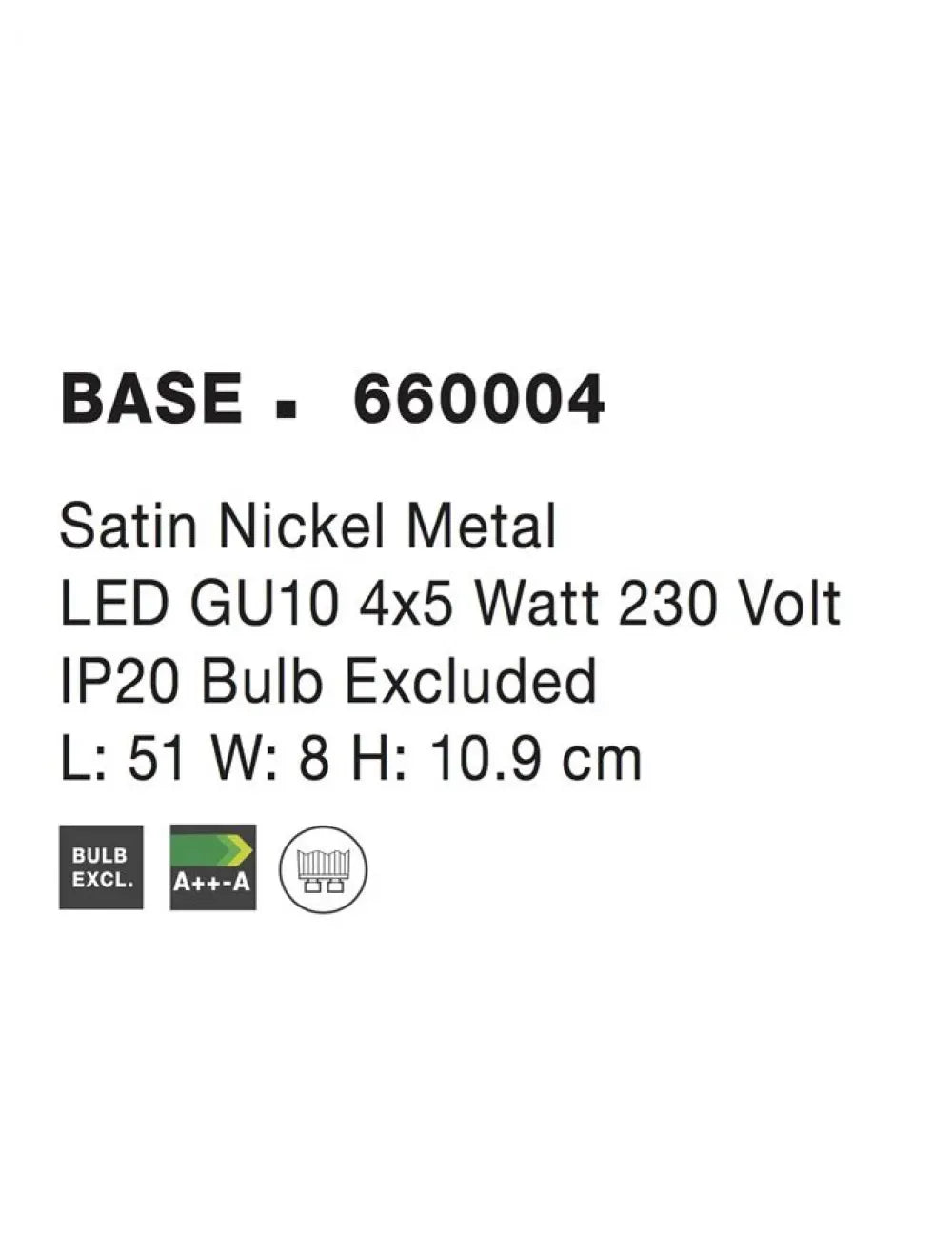 Plafoniera din Metal Argintiu H10.9xL51cm IP20 BASE