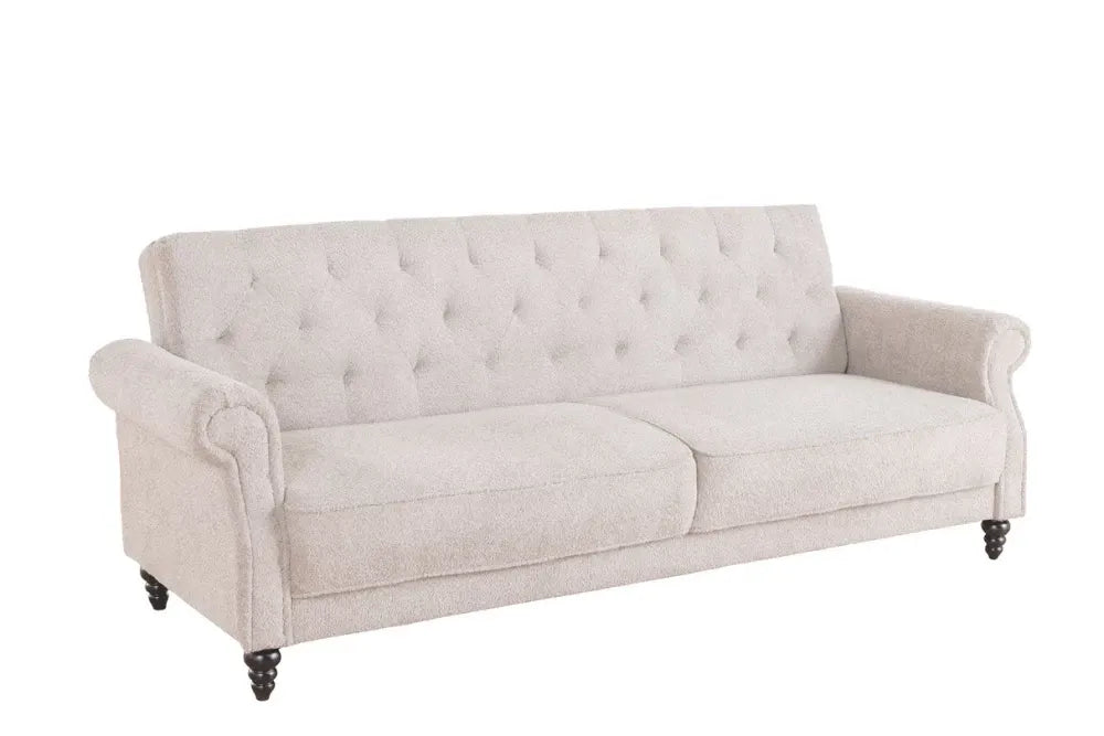 Canapea cu functie pat tapitat cu Stofa boucle Grej L220cm Maison belle