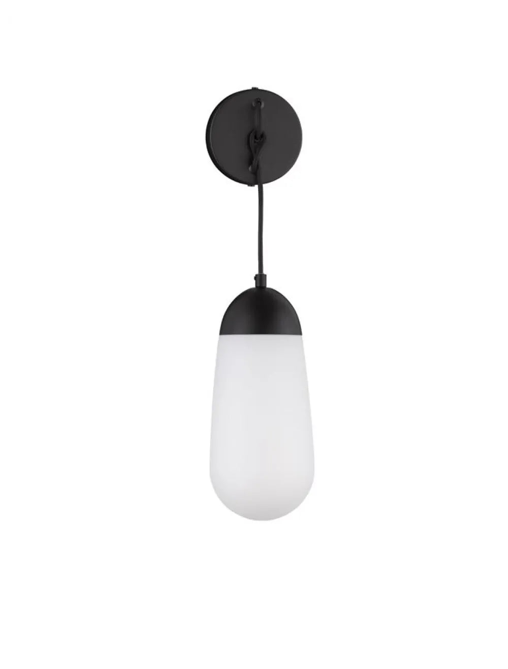 Aplica de perete structura din Metal Negru si abajur din Sticla Alb H46xL13cm IP20 BLAKY