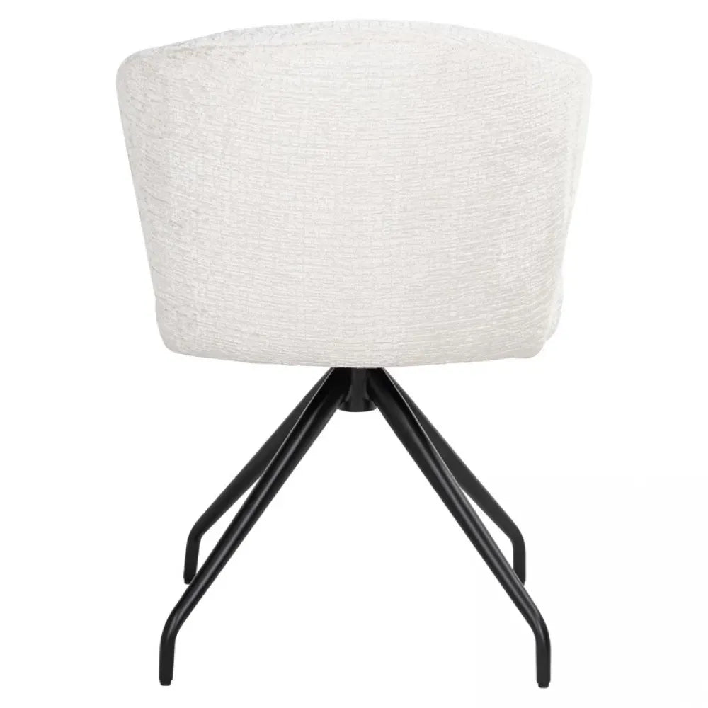 Scaun pivotant tapitat cu Stofa Crem cu picioare din Metal Negru H82xL60xA64cm Milly Richmond Interiors