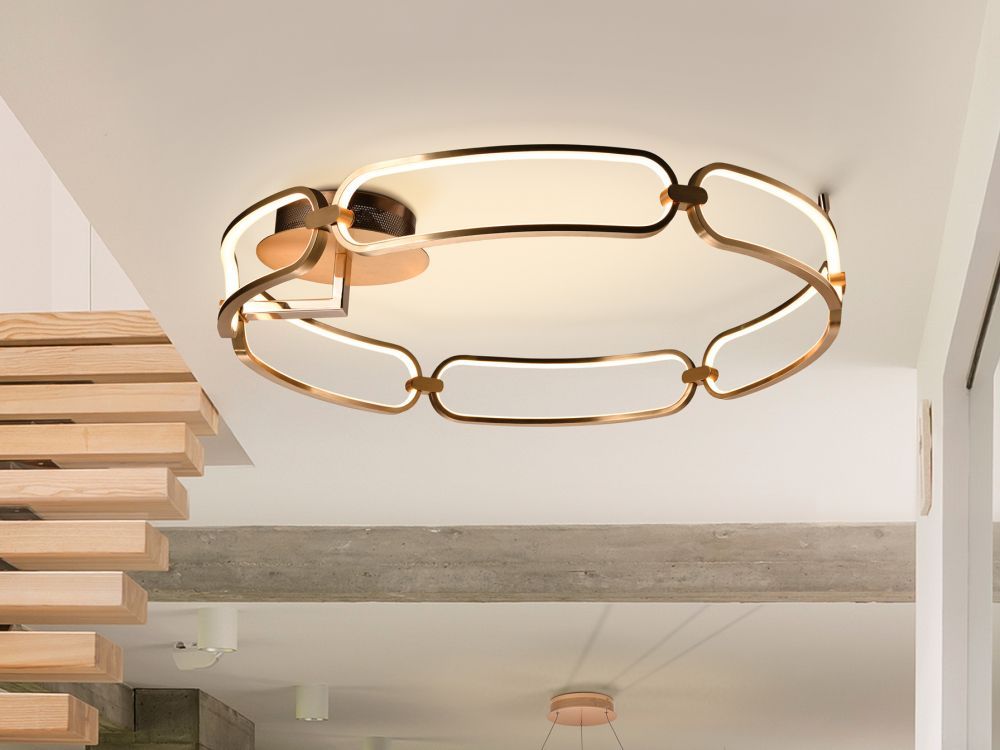 Plafoniera Rotunda din Metal Rose gold Colette D80xH16cm