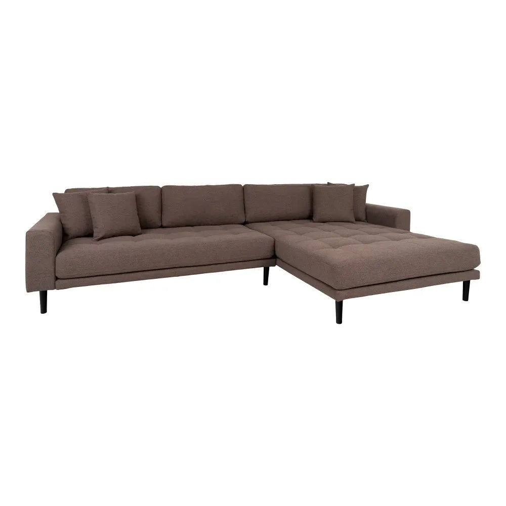Coltar orientare dreapta cu picioare din Lemn de fag negru tapitat cu Stofa Maro L290xH76cm Lido