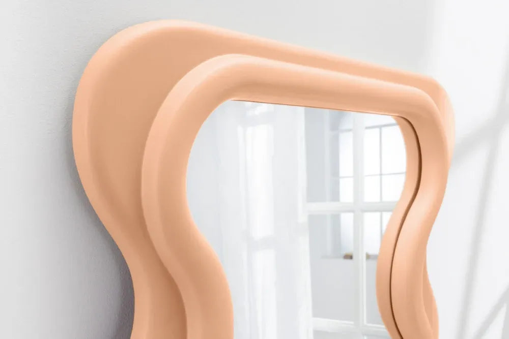 Oglinda cu rama din Poliuretan Roz piersica H160xL70cm Curvy