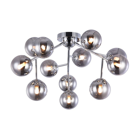 Candelabru Rotund din Metal si Sticla Argintiu/Negru Dallas D60xH20cm